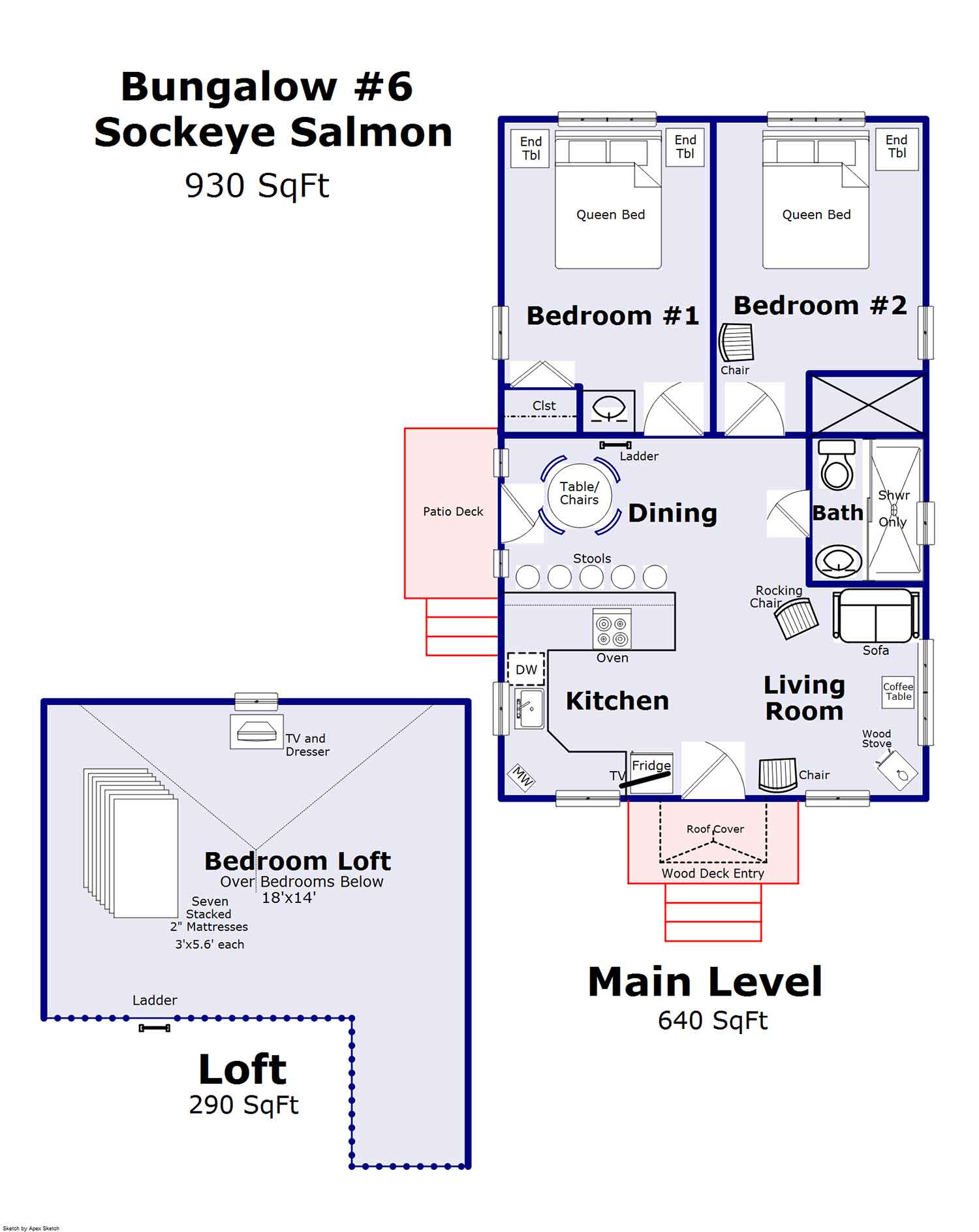 Cabin 6 Sockeye Salmon floor plan